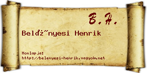 Belényesi Henrik névjegykártya