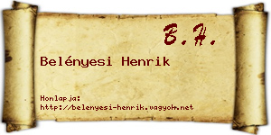 Belényesi Henrik névjegykártya